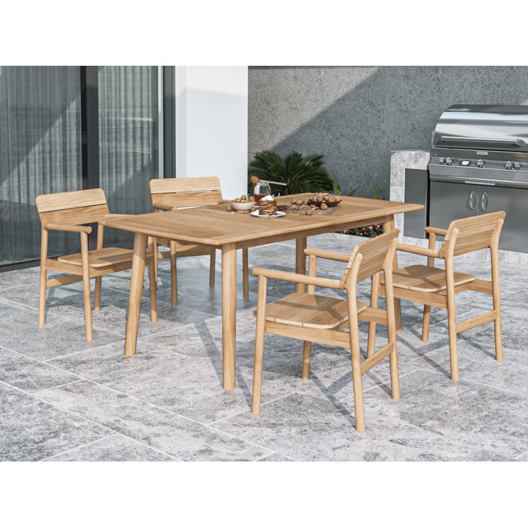 Natural Teak Stackable Outdoor Dining Armchair Set