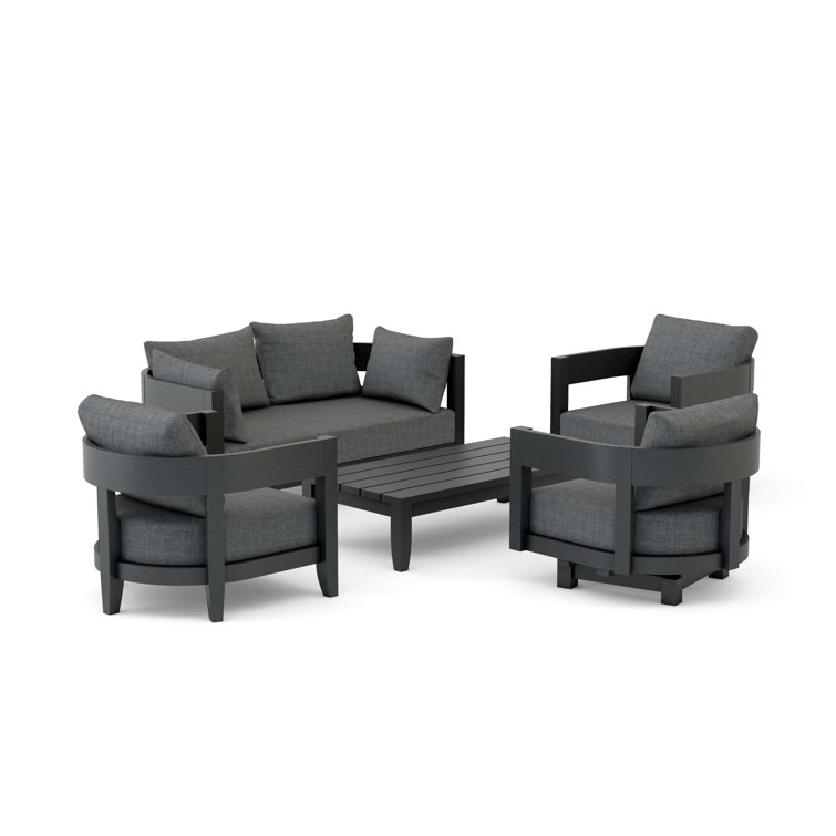 Coronado Dark Grey Aluminum 5-Piece Outdoor Seating Set