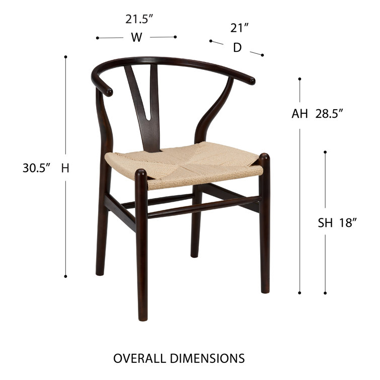 Walnut Wood Elegant Side Chair with Woven Rush Seat