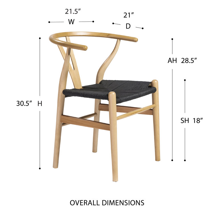 Evelina Natural Beech Wood and Black Rush Wishbone Side Chair