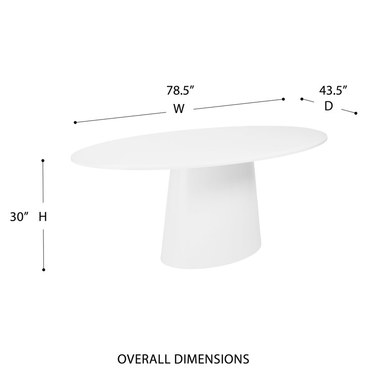Contemporary Mid-Century 78'' Oval Wood Dining Table in Matte White