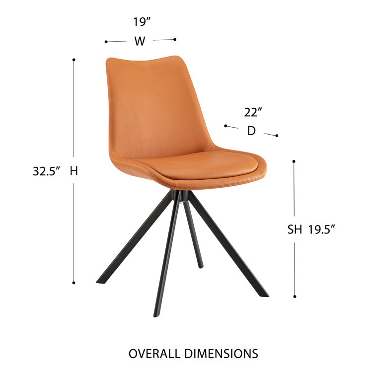 Cognac Faux Leather Armless Swivel Side Chair