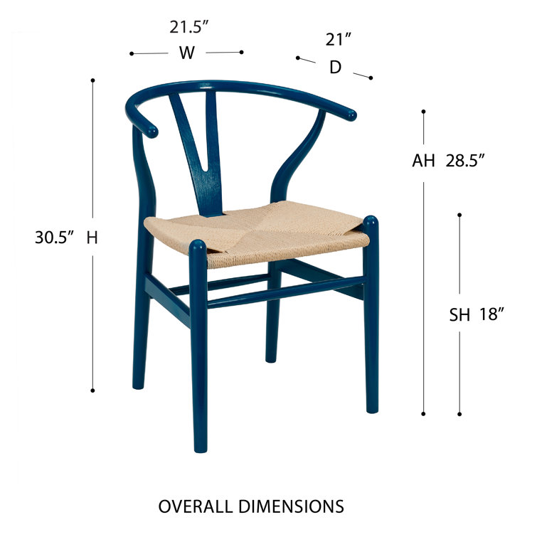 Midnight Blue Swivel Side Chair with Woven Rush Seat