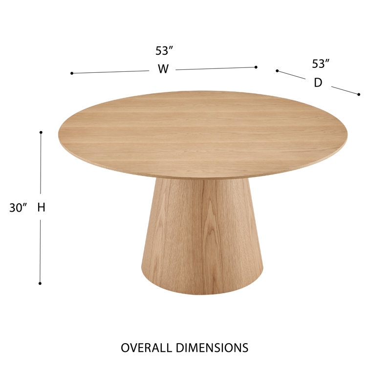 Barra 53" Round Natural Wood Contemporary Dining Table