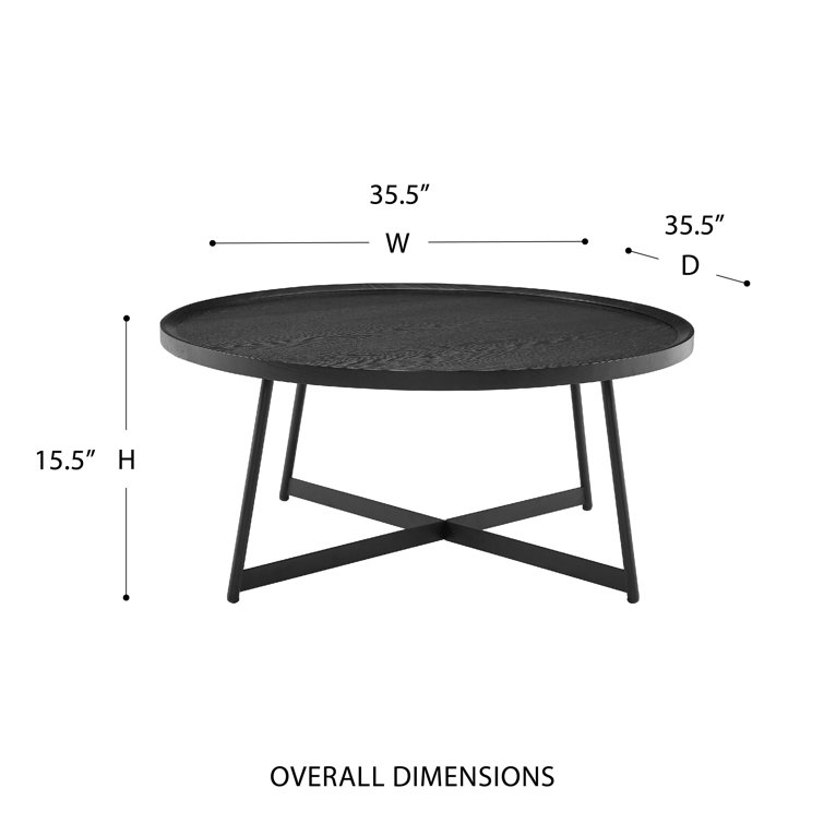 Niklaus 35" Symmetrical Round Coffee Table in Walnut and Black