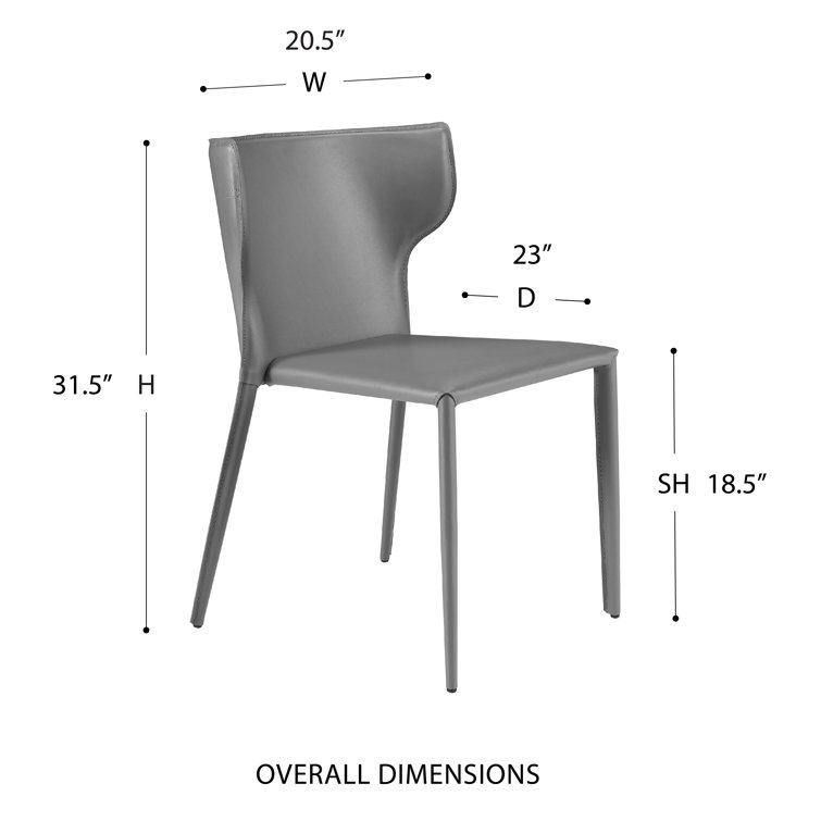 Light Gray Faux Leather Stackable Side Chairs with Metal Legs, Set of 2