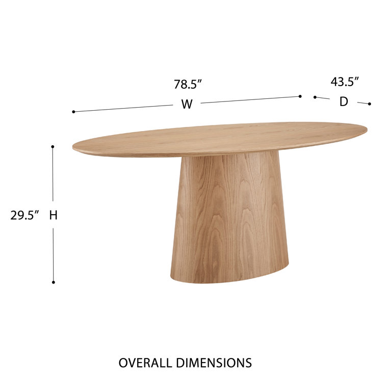 Contemporary Mid-Century 78'' Oval Natural Wood Dining Table