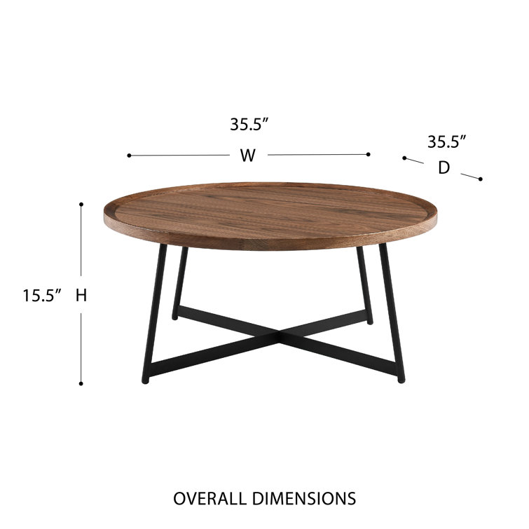 Modern Farmhouse 35" Round Walnut Coffee Table with Steel Base