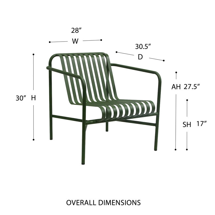 Dark Green Powder Coated Steel Outdoor Armchair