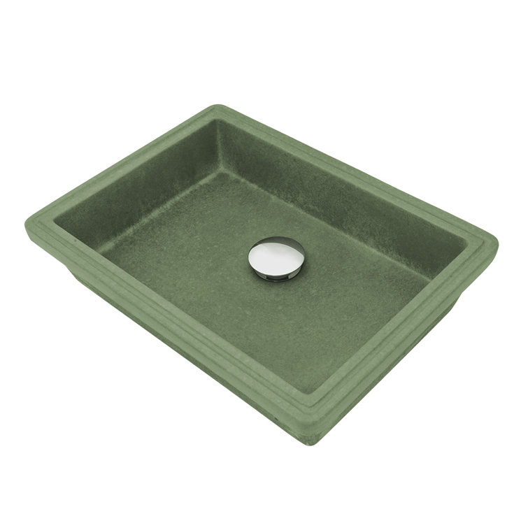 Moss Finish Handmade Concrete Rectangular Undermount Bathroom Sink