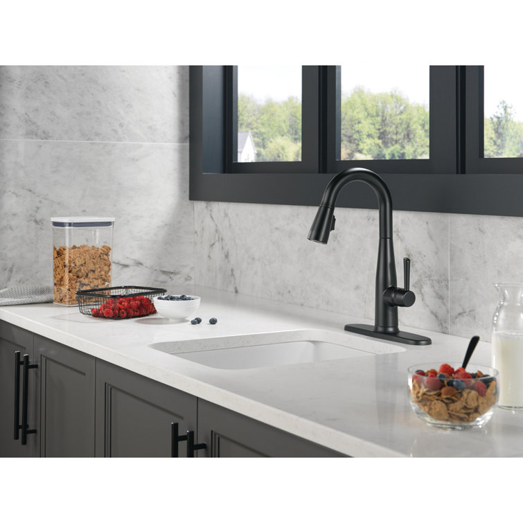 Matte Black Metal Pull-Down Sprayer Kitchen Faucet