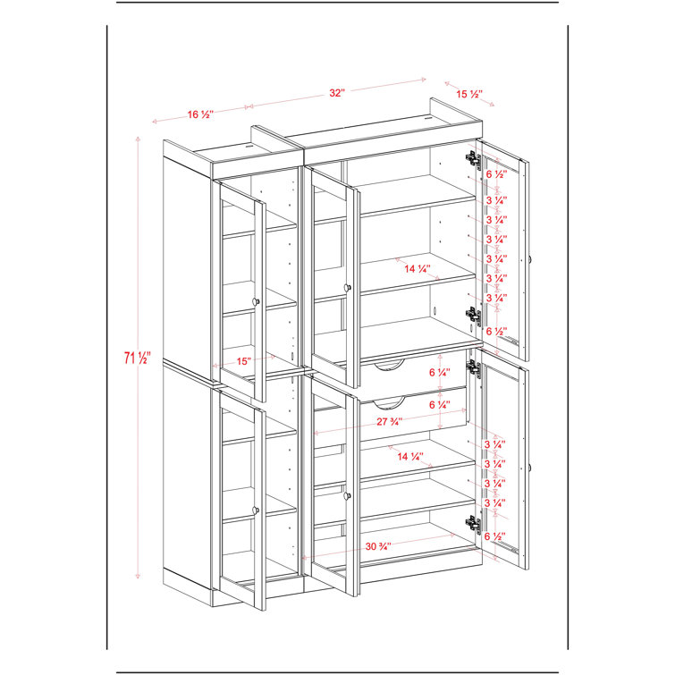 Green Solid Wood China Cabinet with Clear Glass Doors and Adjustable Shelves