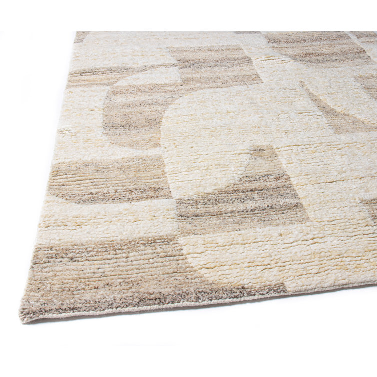 Camel Hand-Knotted Wool Rectangular Area Rug 7'6" x 9'6"