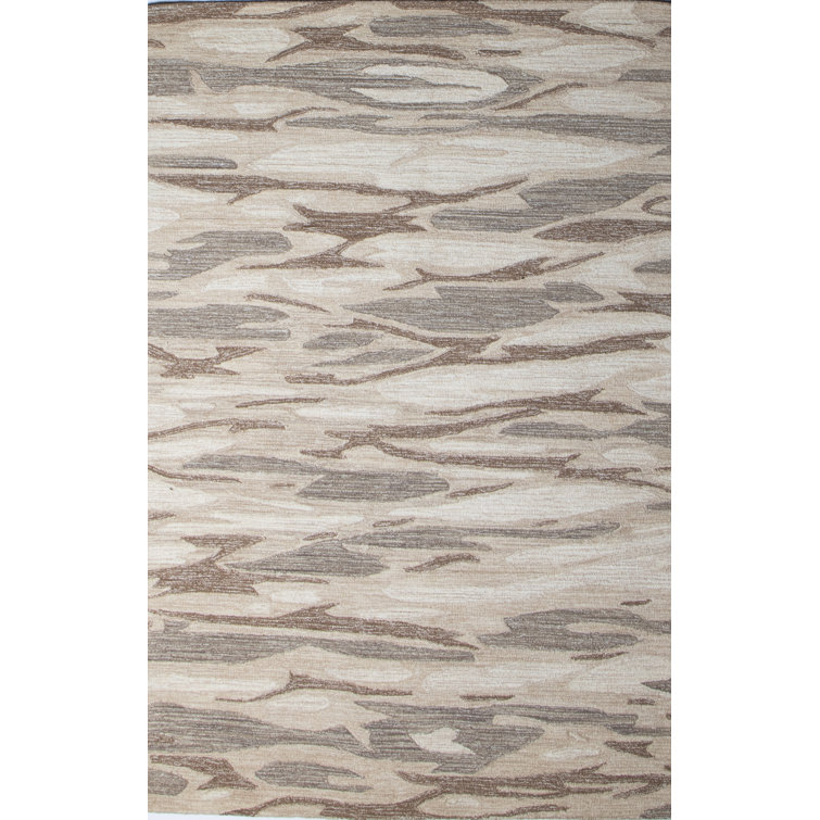 Beige Handmade Wool Rectangular Tufted Area Rug