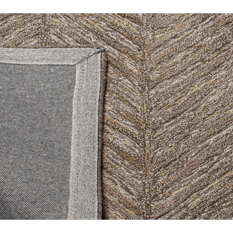 Handmade Taupe Wool Tufted Rectangular Area Rug