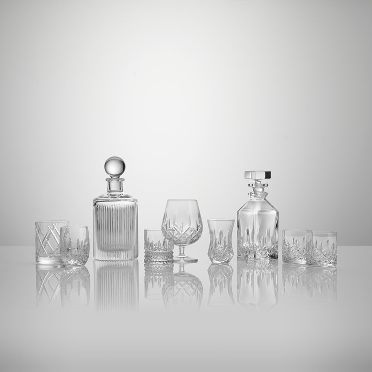 Lismore Rectangular Crystal Decanter with Tumblers Set