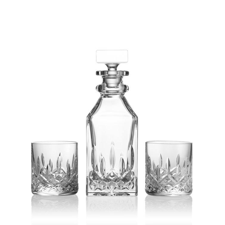 Lismore Rectangular Crystal Decanter with Tumblers Set