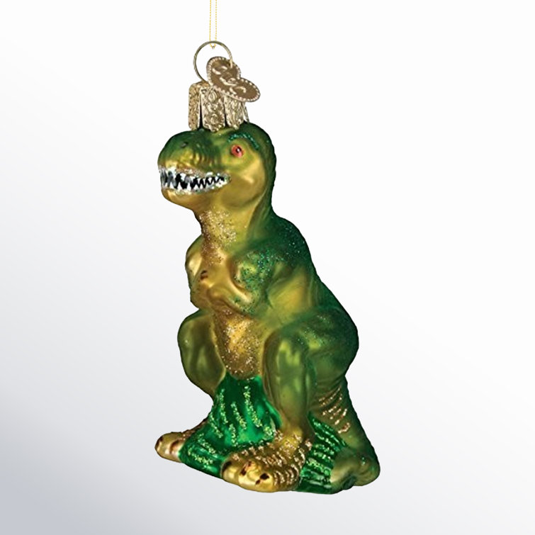 Green and Gold Glass T-Rex Hanging Ornament
