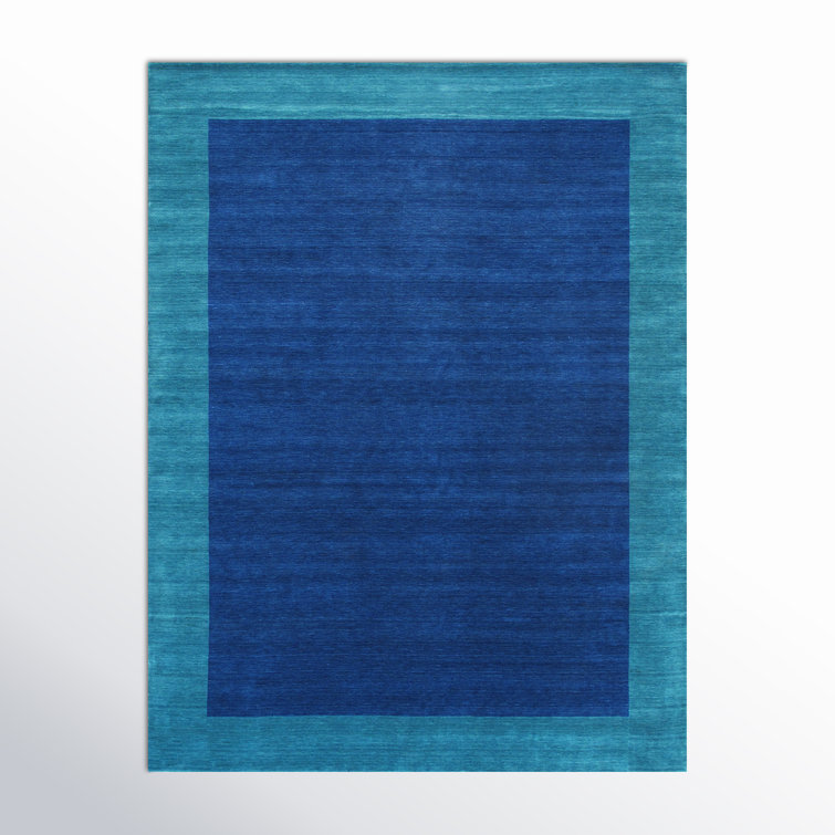 Handmade Blue Viscose 4' x 6' Rectangular Rug