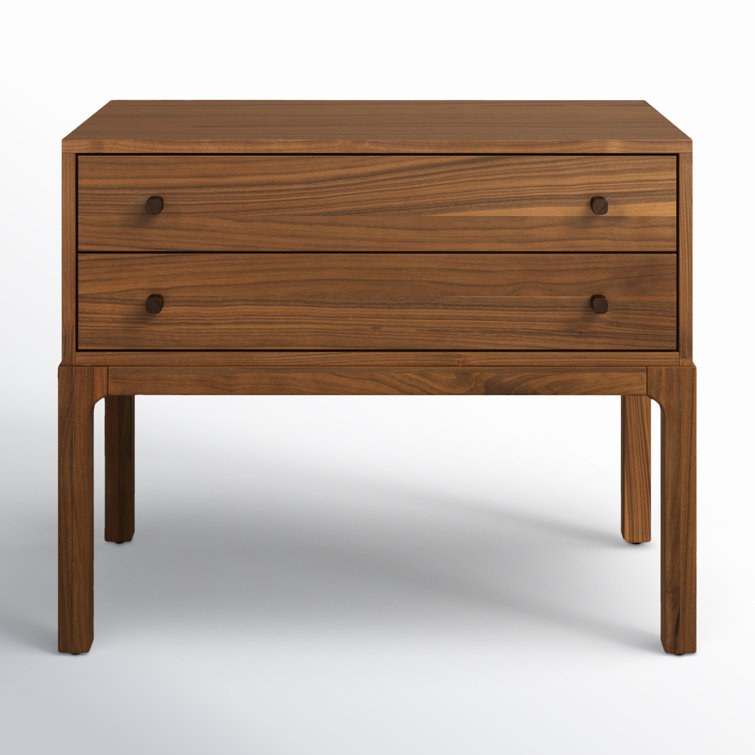 Daniella Campaign-Style 2-Drawer Natural Walnut Nightstand