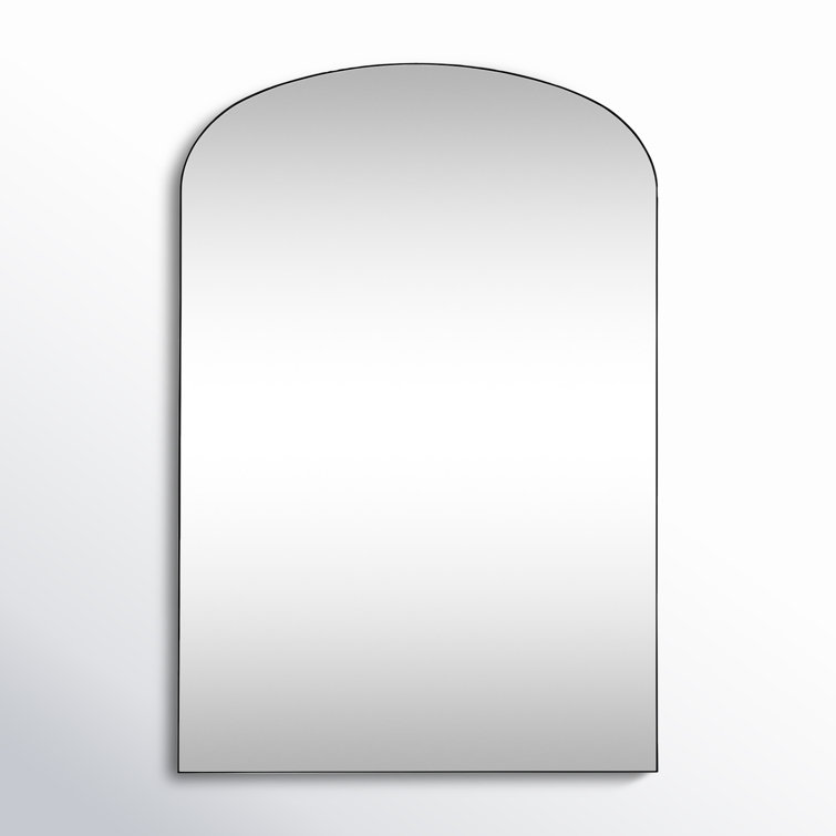 Black Metal Arch Floor Mirror with Mirrored Glass