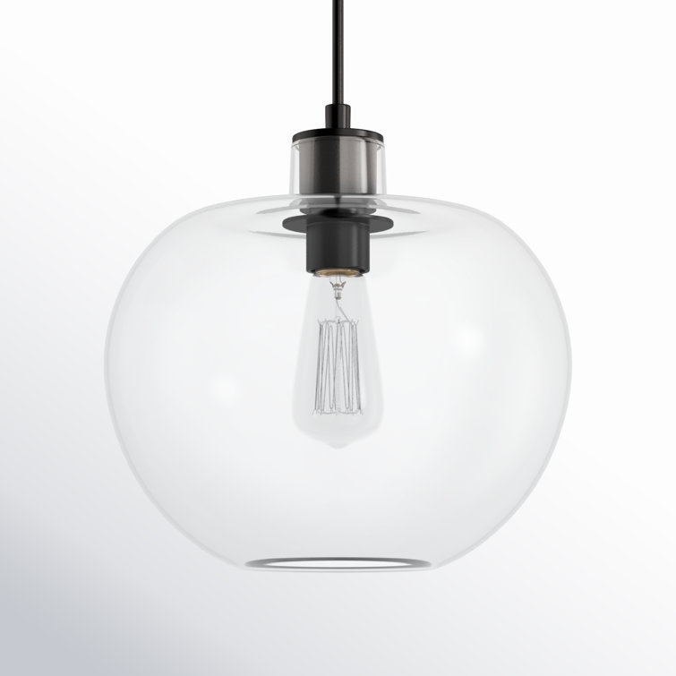Aged Iron and Clear Glass Globe Pendant Light