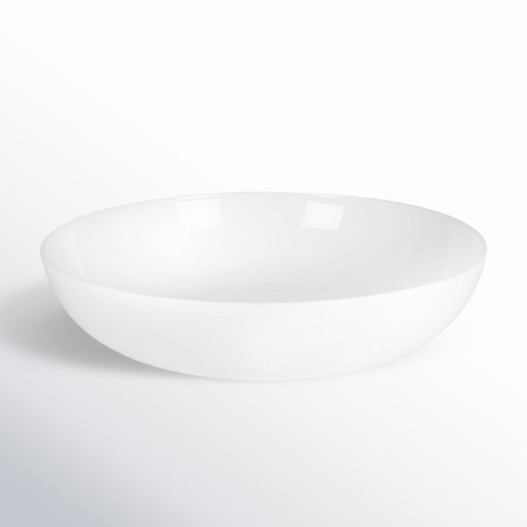 Minimalist White Ceramic Pasta and Salad Bowl Set of Four
