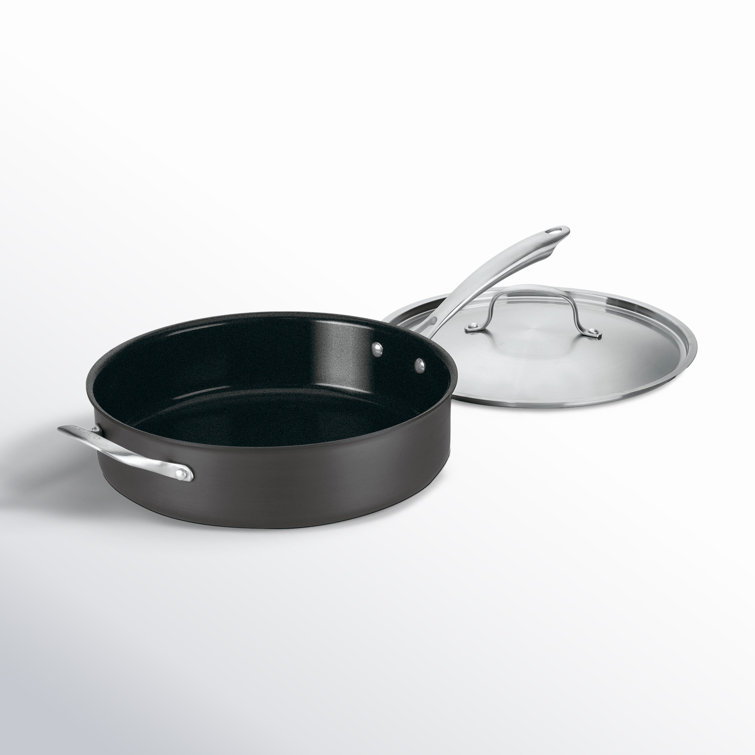 Black Non-Stick Aluminum 5.5-Quart Saute Pan with Stainless Steel Handle