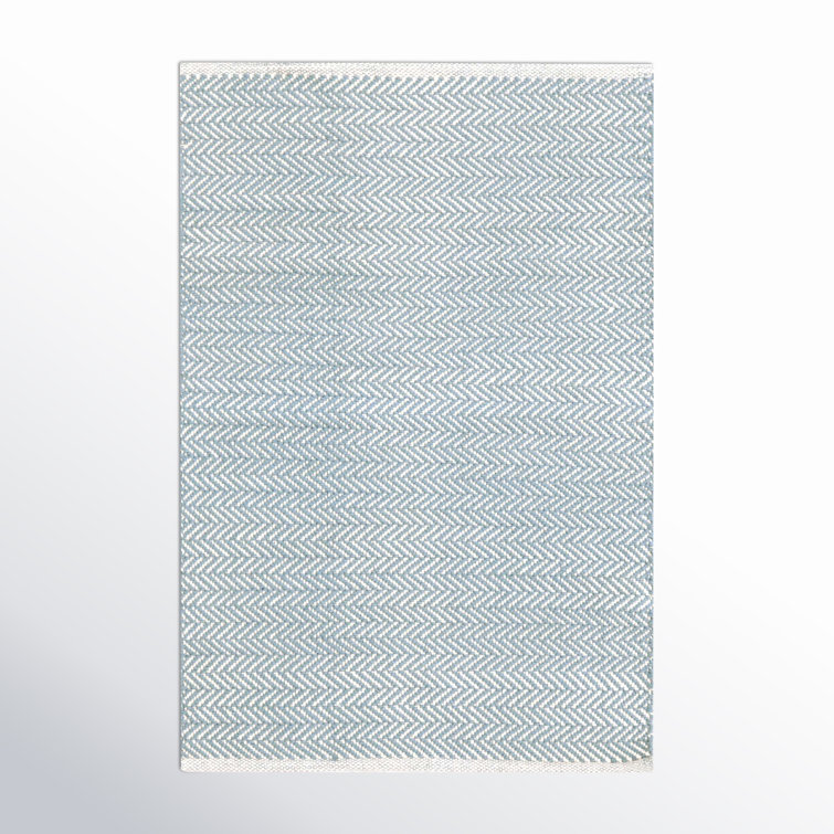 Swedish Blue Herringbone Handwoven Cotton 2' x 3' Area Rug