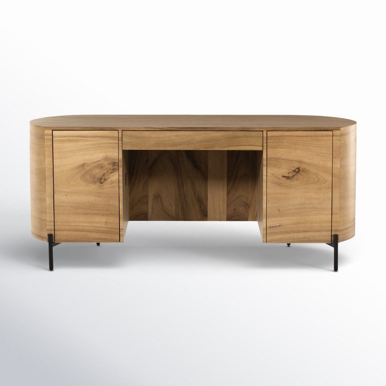 72" Brown Wood Executive Desk with Drawer