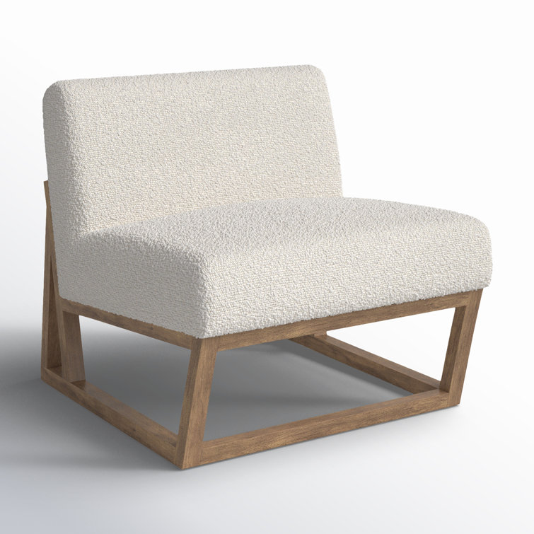 Kansia Modern Angular Wood Base Boucle Accent Chair