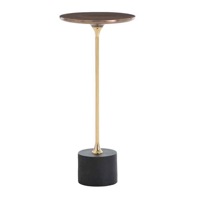 Round Brass and Iron Bar Table with Gold Embellishment