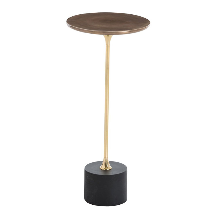 Round Brass and Iron Bar Table with Gold Embellishment