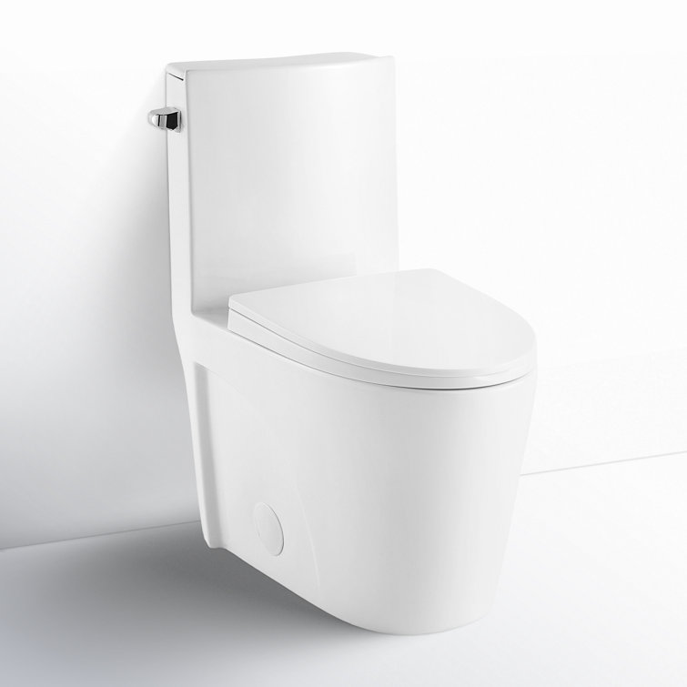Glossy White Elongated One-Piece Toilet with Dual Flush