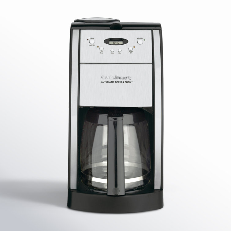 Elegant 12-Cup Black Chrome Programmable Coffeemaker with Grinder & Water Filter