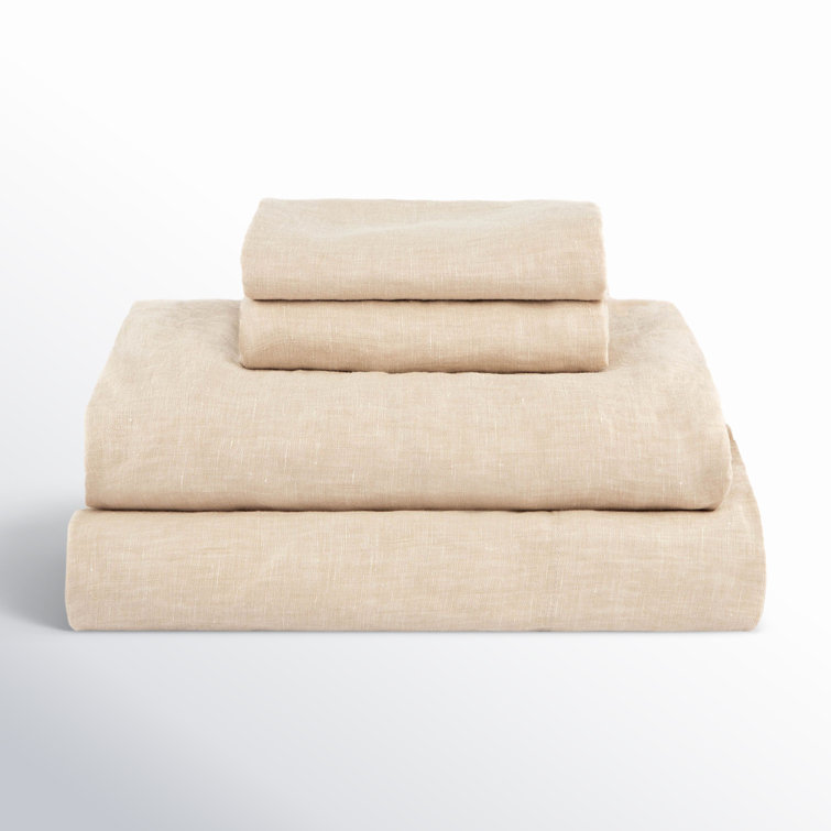 King Size Putty Heather French Linen Sheet Set