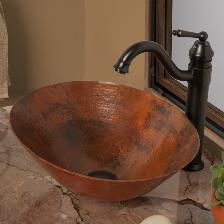 Oval Copper Above-Counter Sink with Oil Rubbed Bronze Faucet