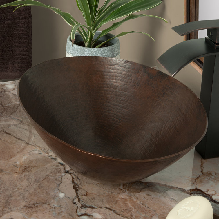 14'' Antique Copper Oval Above-Counter Bathroom Sink