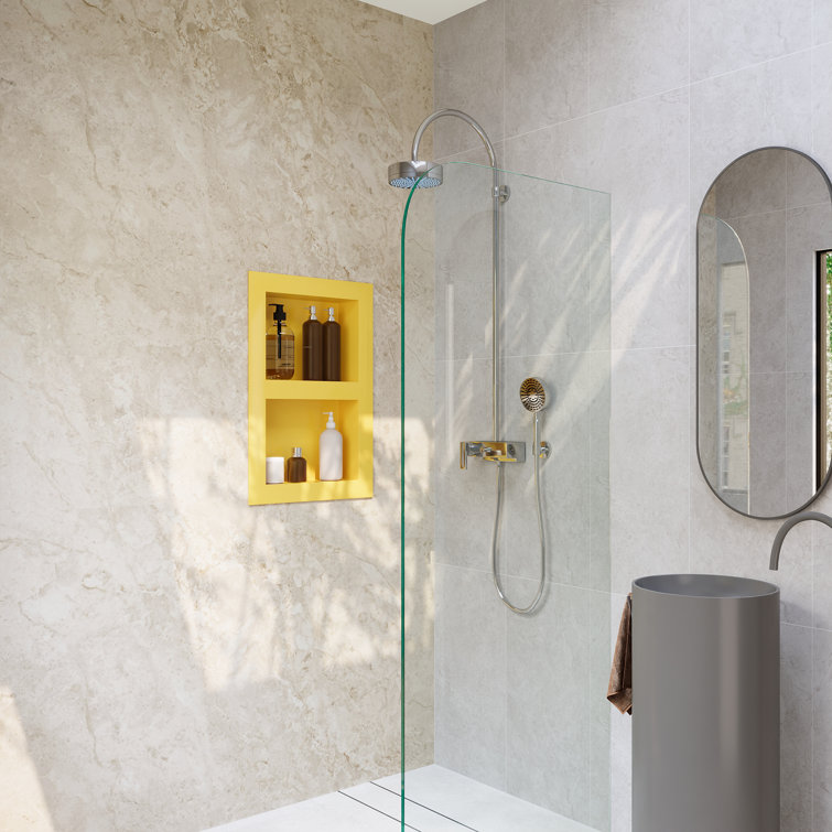 Yellow Stainless Steel Double Shelf Wall Niche for Shower