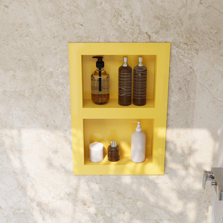 Yellow Stainless Steel Double Shelf Wall Niche for Shower