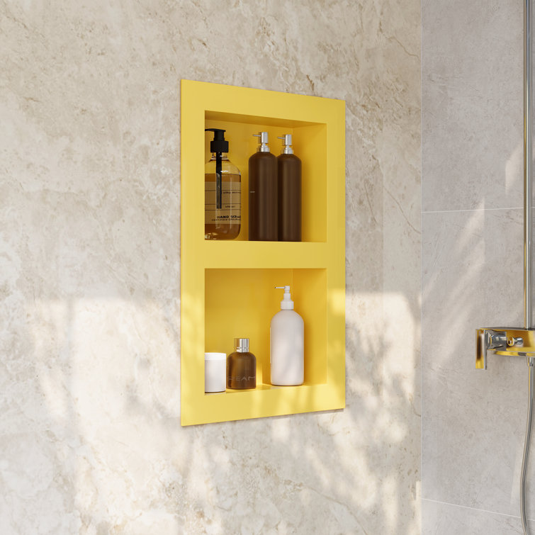 Yellow Stainless Steel Double Shelf Wall Niche for Shower