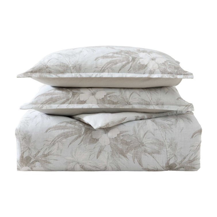 Beachway Blooms King Gray Cotton Duvet Cover Set