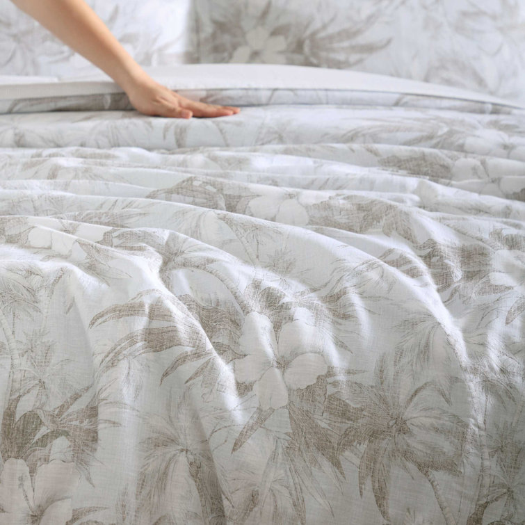 Beachway Blooms King Gray Cotton Duvet Cover Set