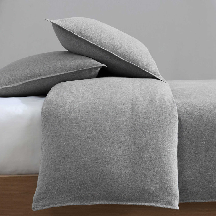 King Silver Gray Cotton Flannel Duvet Cover Set