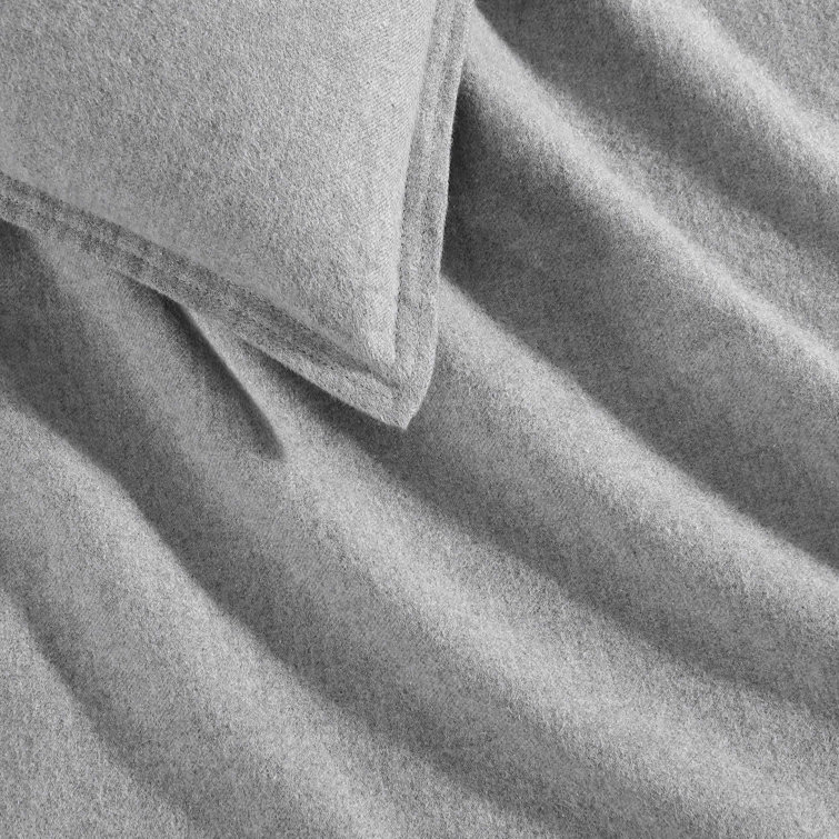 King Silver Gray Cotton Flannel Duvet Cover Set