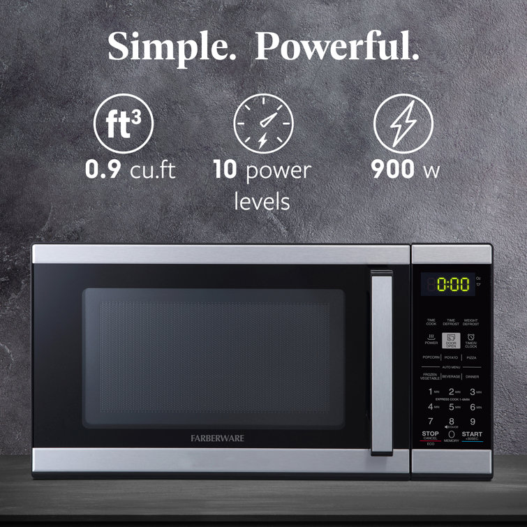 Black Stainless Steel Small Countertop Microwave Oven