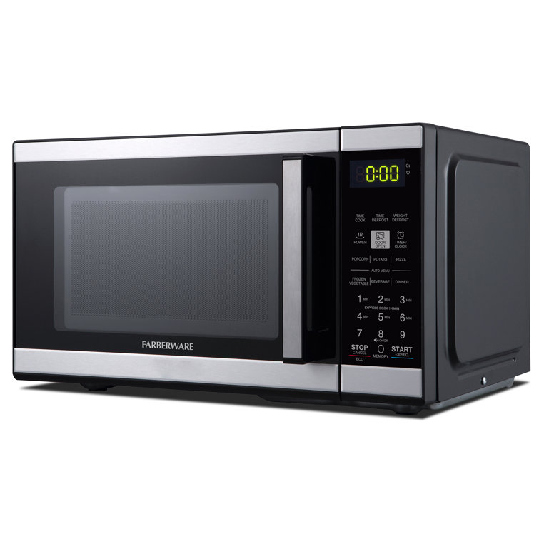 Black Stainless Steel Small Countertop Microwave Oven