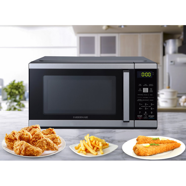 Black Stainless Steel Small Countertop Microwave Oven