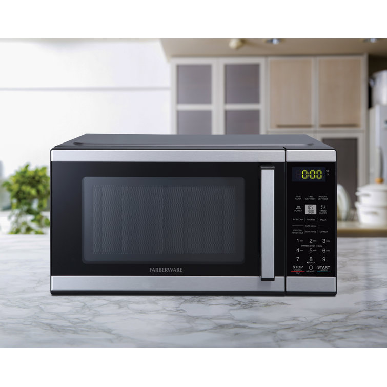 Black Stainless Steel Small Countertop Microwave Oven