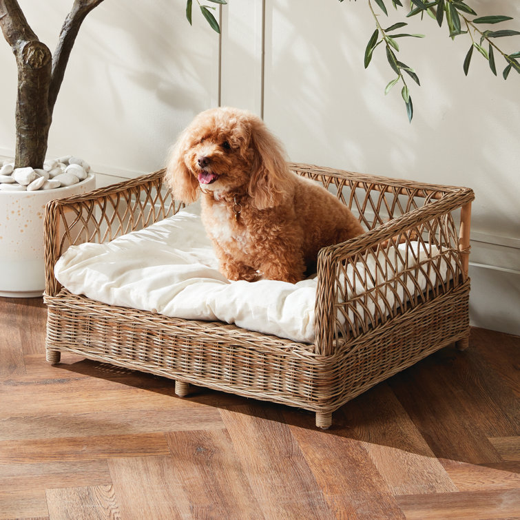 X-Large Elevated Normandy Weave Pet Bed with Thick Cushion